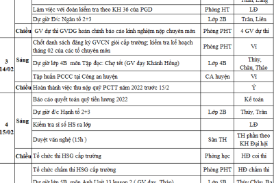 Lịch công tác tuần 22